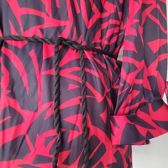 NOS Vintage 70s Maggie Sweet Shirt Blouse Tunic, Black And Red Print, L - Picture 4 of 10